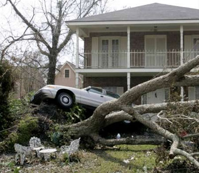 A car displaced by Hurricane Katrina
