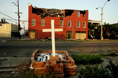 A makeshift grave of an angel who died because of Hurricane Katrina